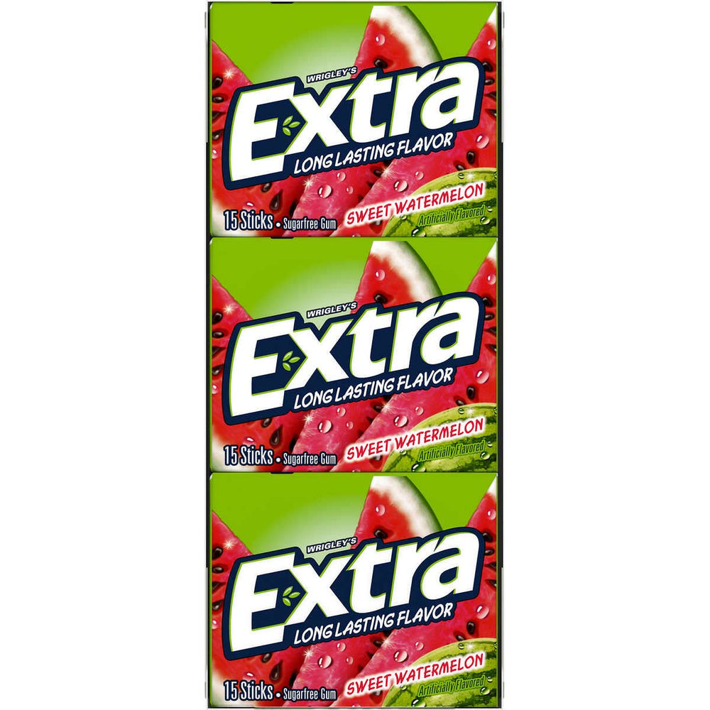 WRIGLEY'S EXTRA twelve packs lined up to show bulk supply ideal for resale or events