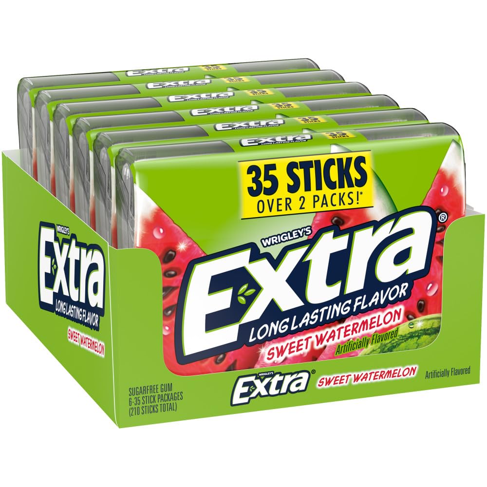 WRIGLEY'S EXTRA front packaging showing bulk watermelon gum and freshness benefit