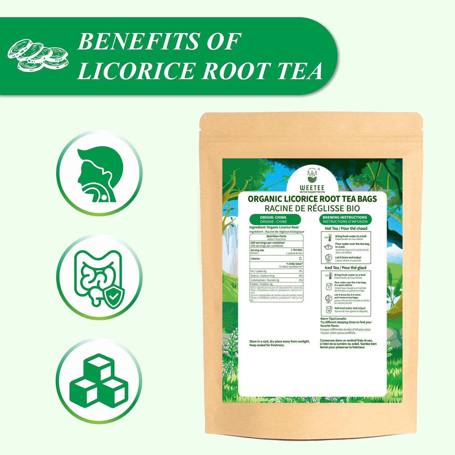 WT WEETEE organic certification badge on packaging underscoring pure ingredient sourcing