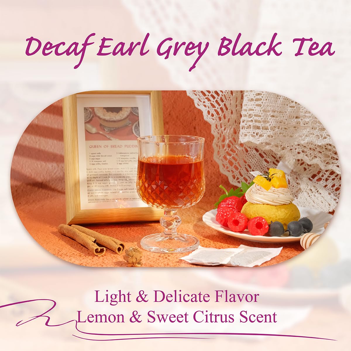 WT WEETEE tea bag closeup showing unbleached sachet and natural aroma preservation benefit