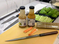 WU DRESSING being poured from bottle onto salad offering bright flavor