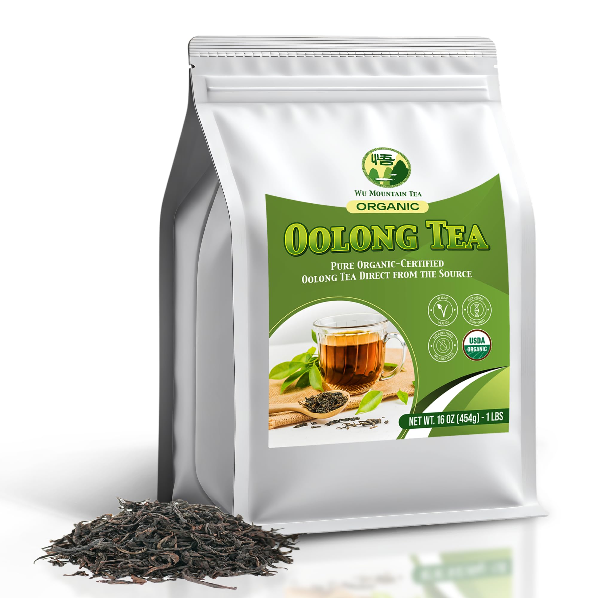 Wu Mountain Tea front packaging showing resealable bag and brand clarity