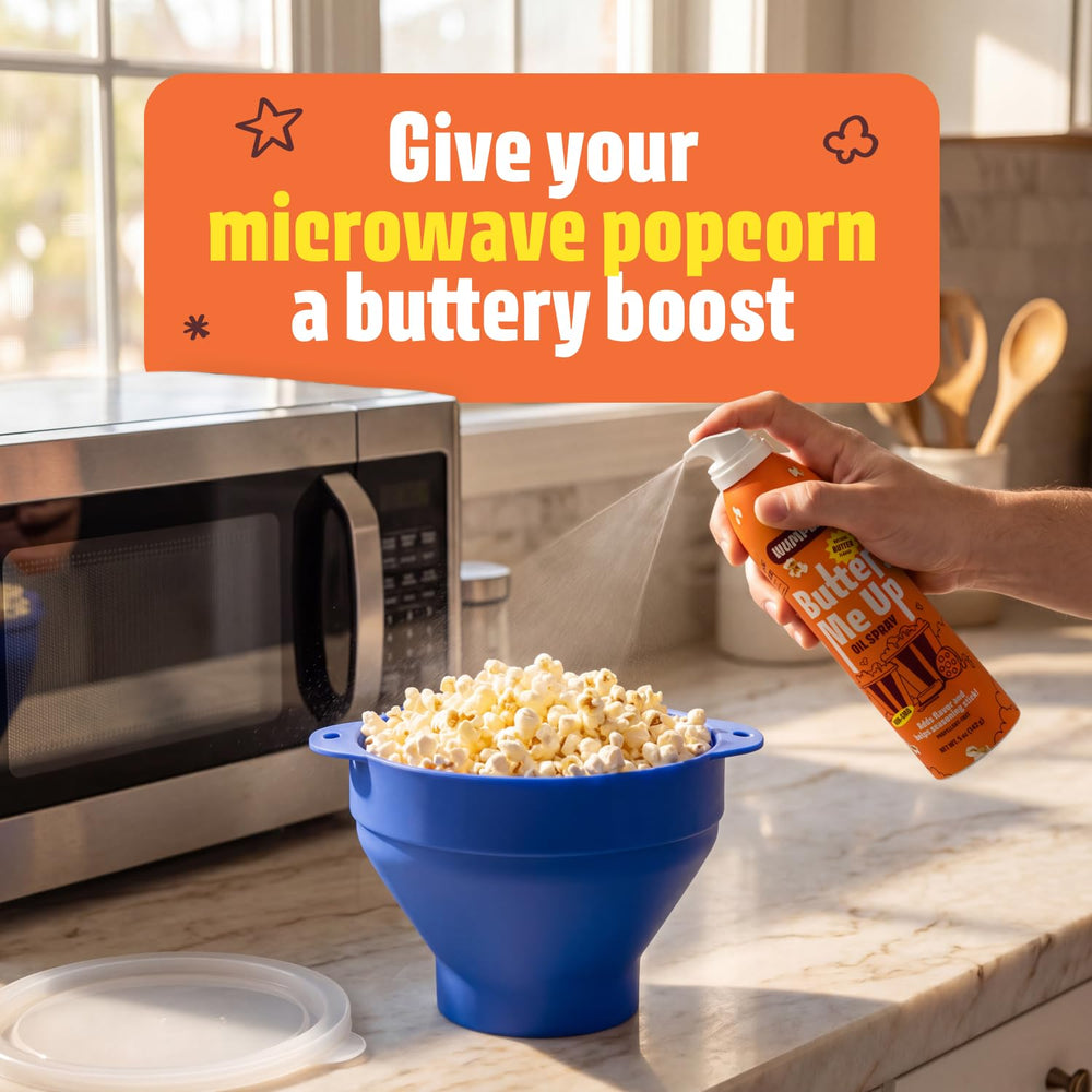 Wumple in kitchen lifestyle setting making movie-night snacks easy