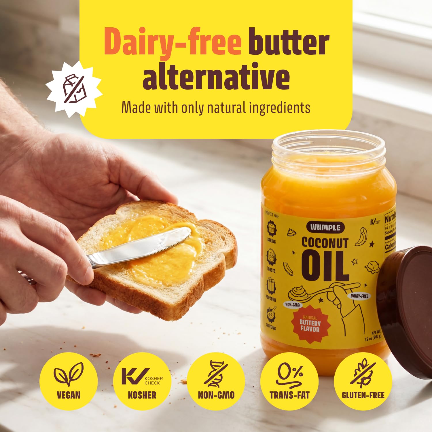 wumple spread on toast offering dairy-free buttery taste