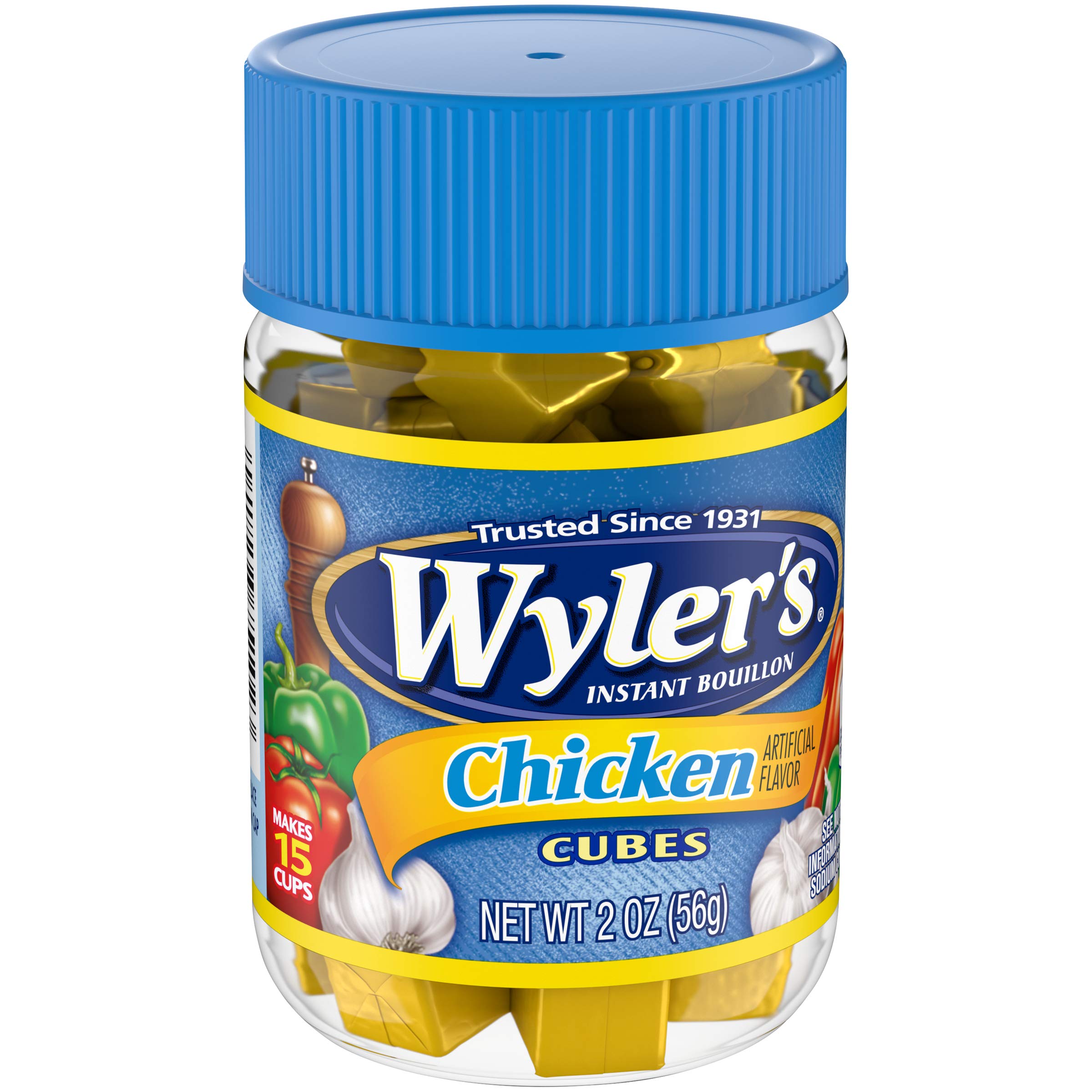 Wyler's close-up of bouillon cubes showing texture and easy portioning
