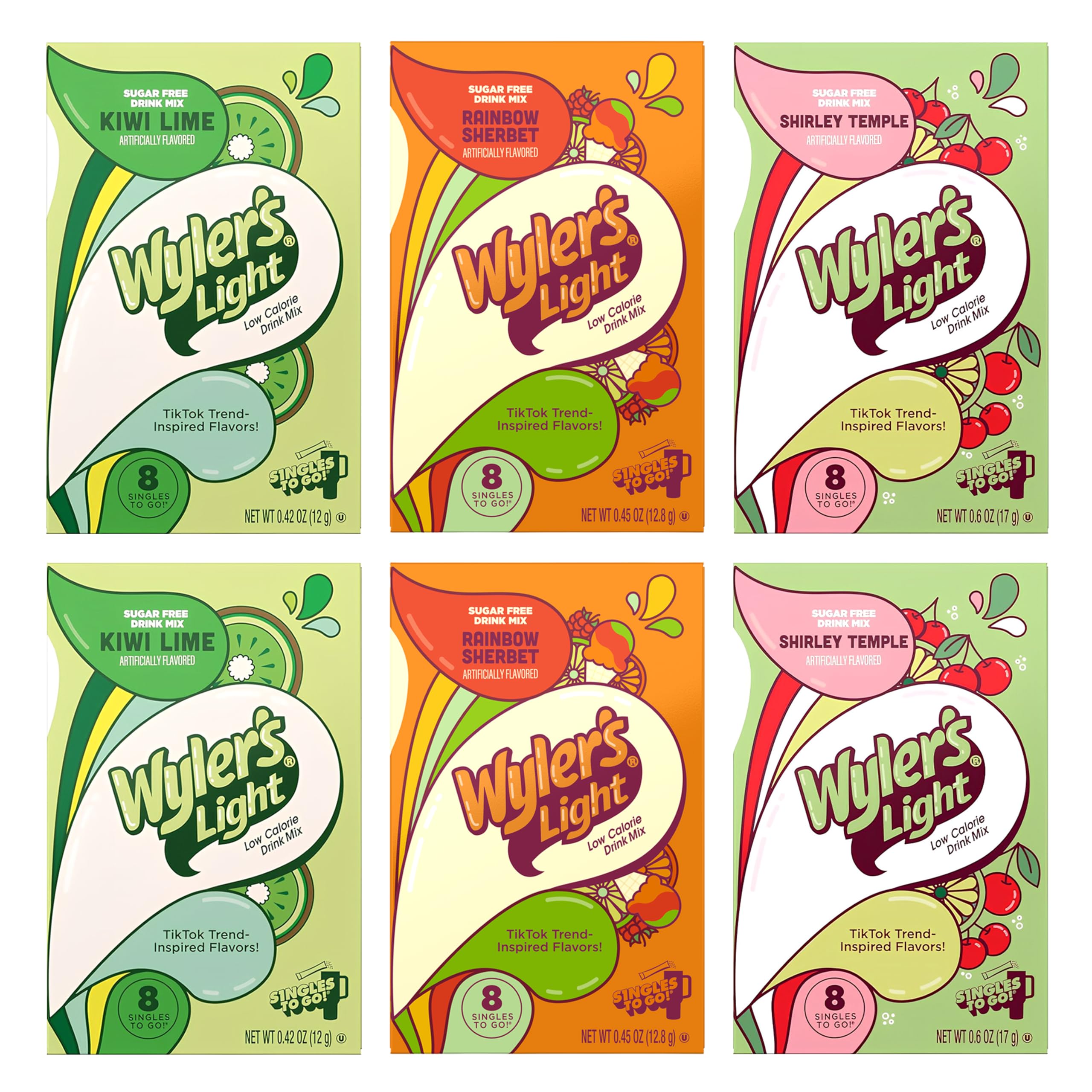 Wyler's Light front packaging showing six tropical boxes and convenience