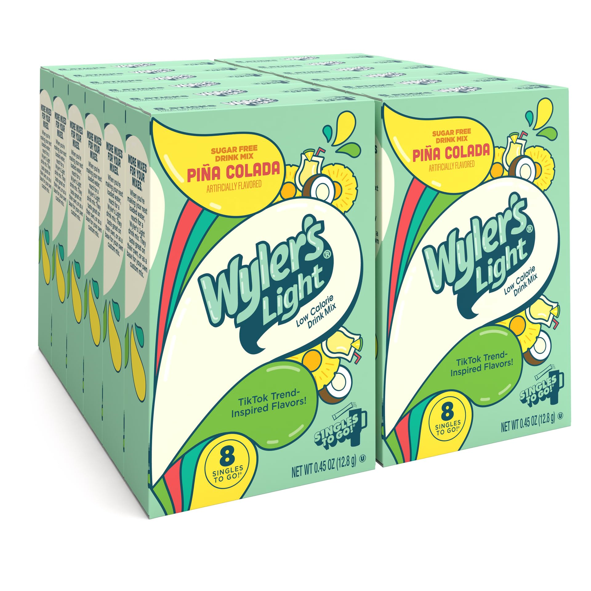 Wyler's Light front packaging showing 12 boxes and 96 packets for convenient hydration