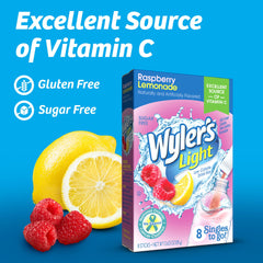 Wyler's Light mixed Raspberry Lemonade in clear bottle, refreshing low-calorie drink