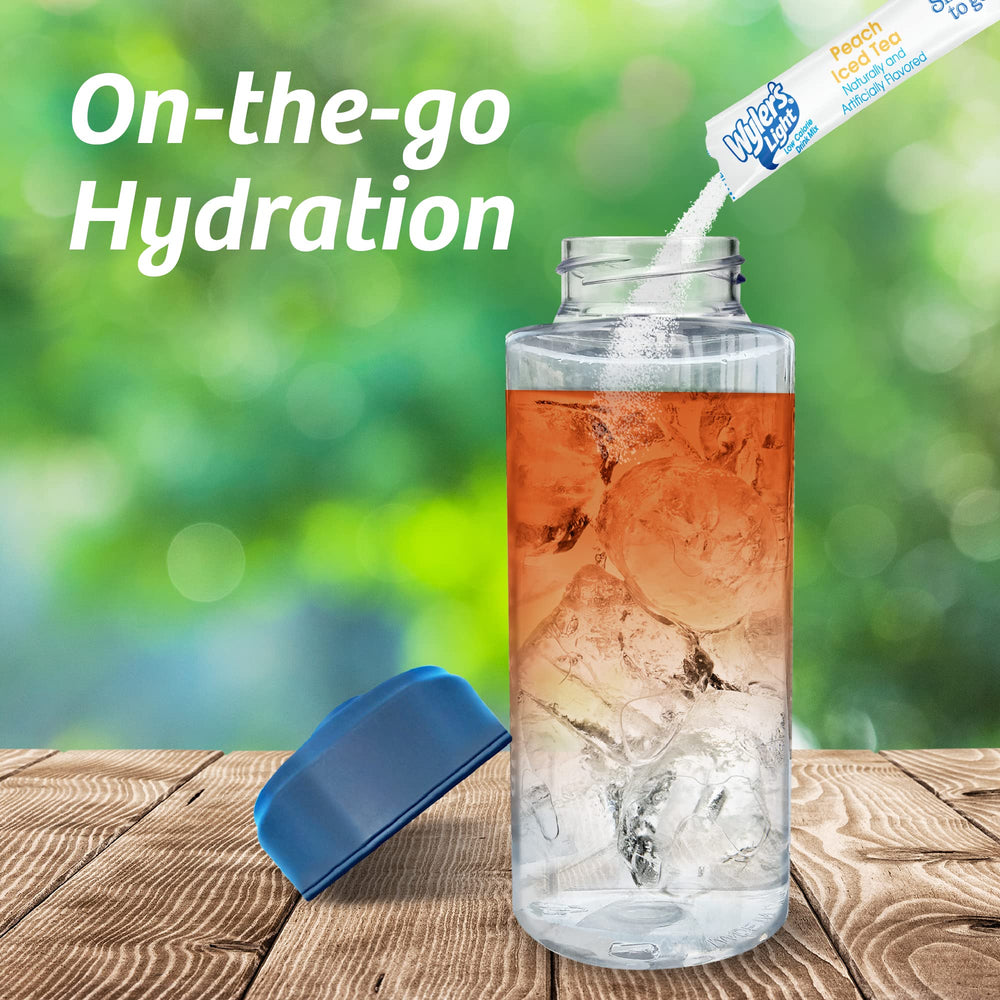Wyler's Light powder mixing inside a water bottle for fast flavor