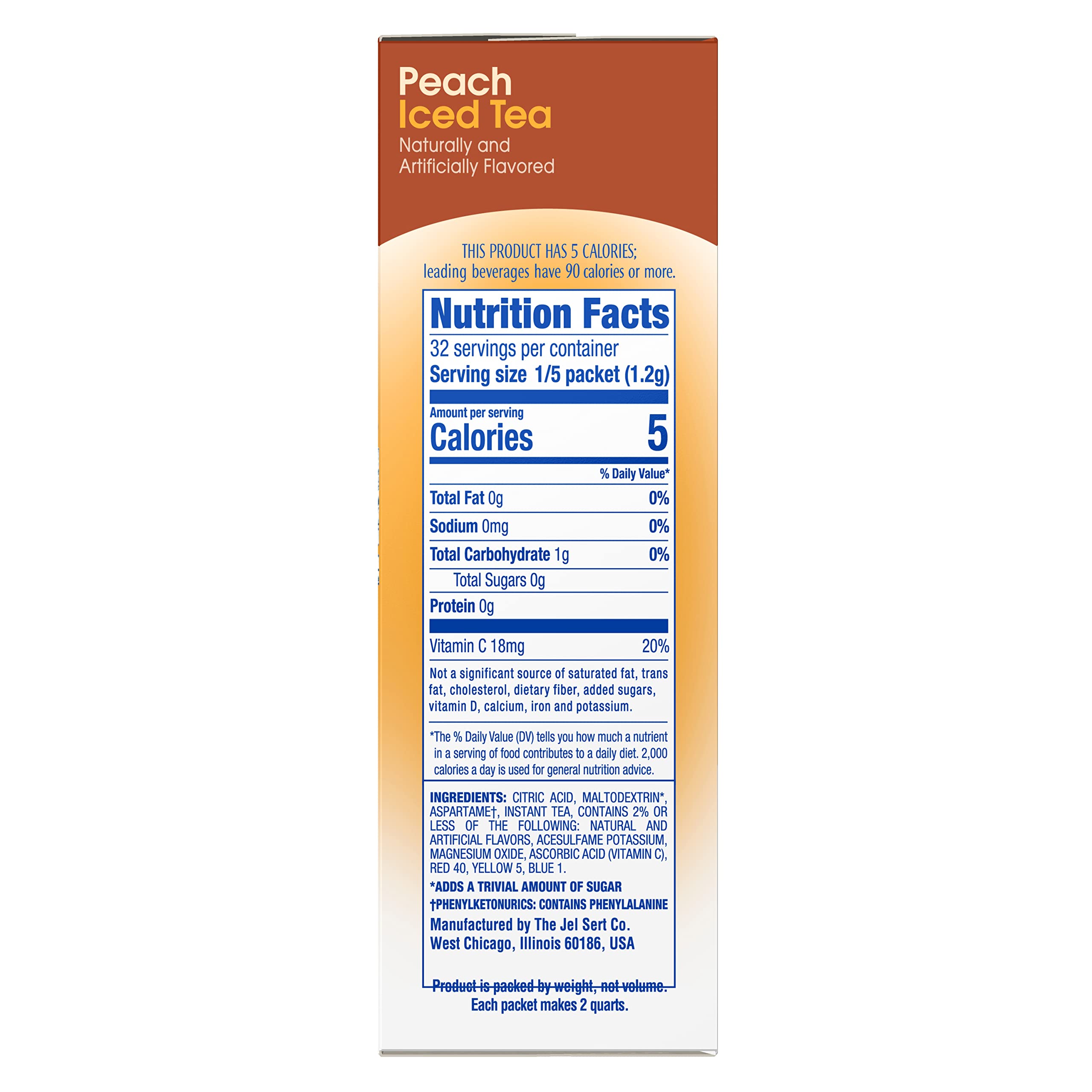Wyler's Light nutrition label close-up showing sugar free and vitamin C benefit