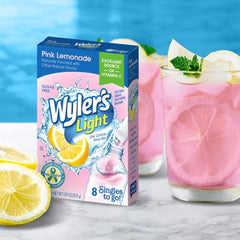 Wyler's Light mixed bottle with pink lemonade color showing refreshing hydration