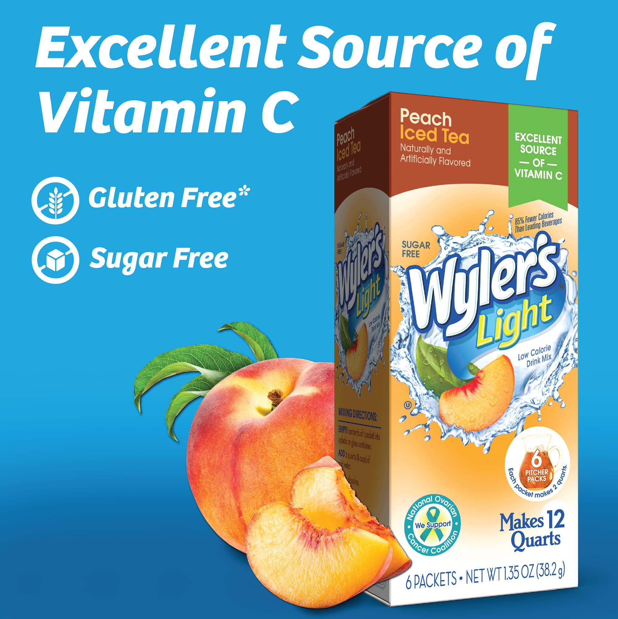 Wyler's Light mixed pitcher of peach iced tea ready to serve and refresh