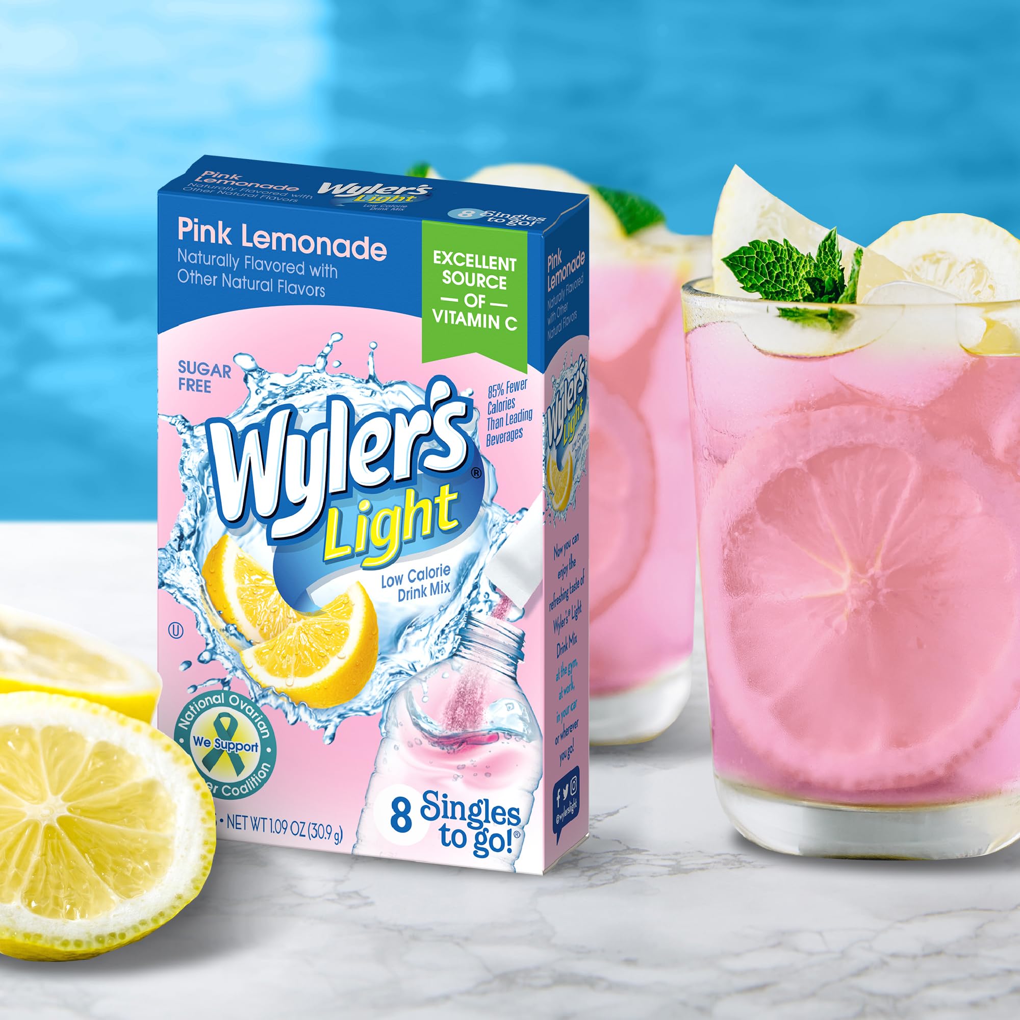 Wyler's Light powder poured into bottle showing fast mixing benefit