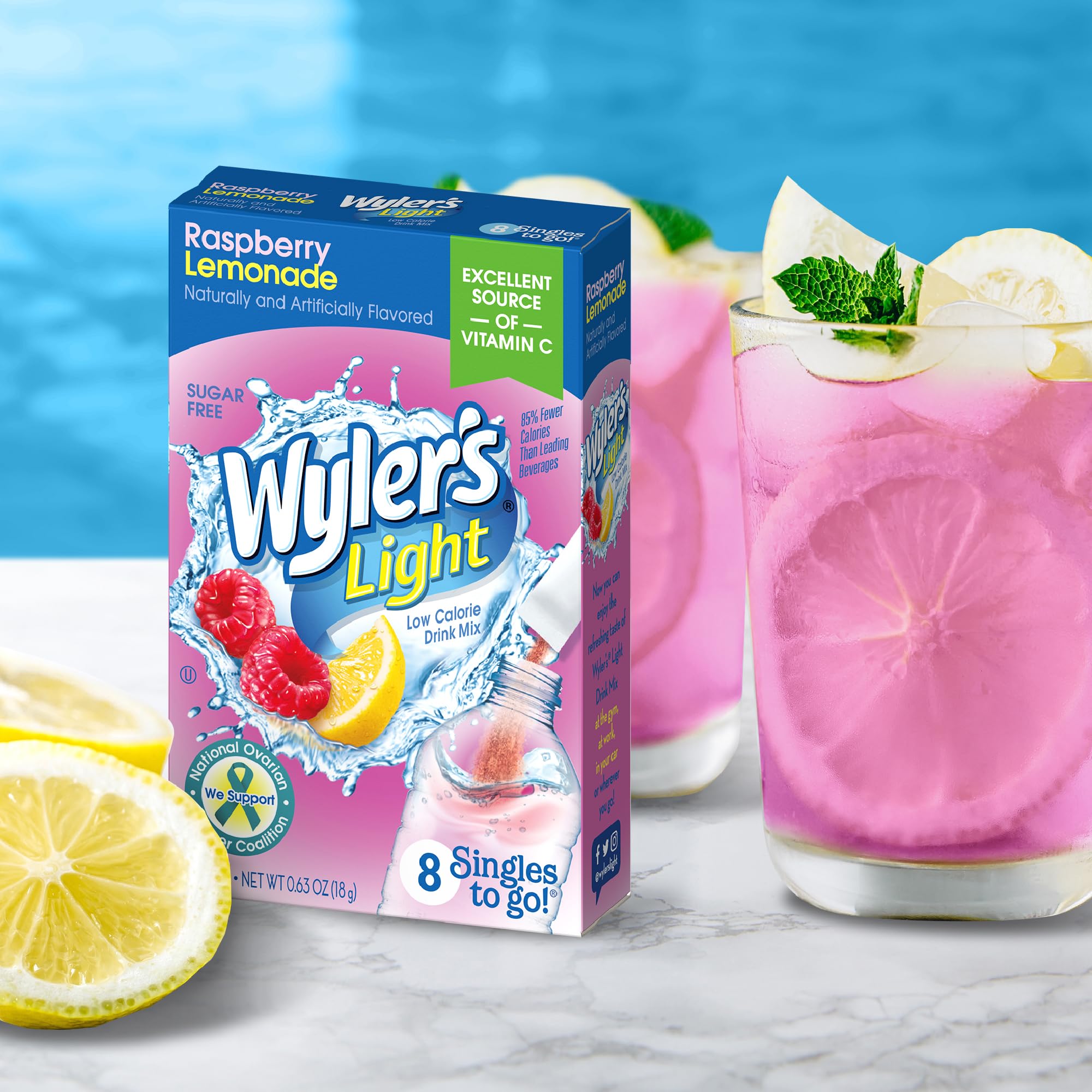 Wyler's Light powder pouring into bottle, quick mixing for fast flavored water
