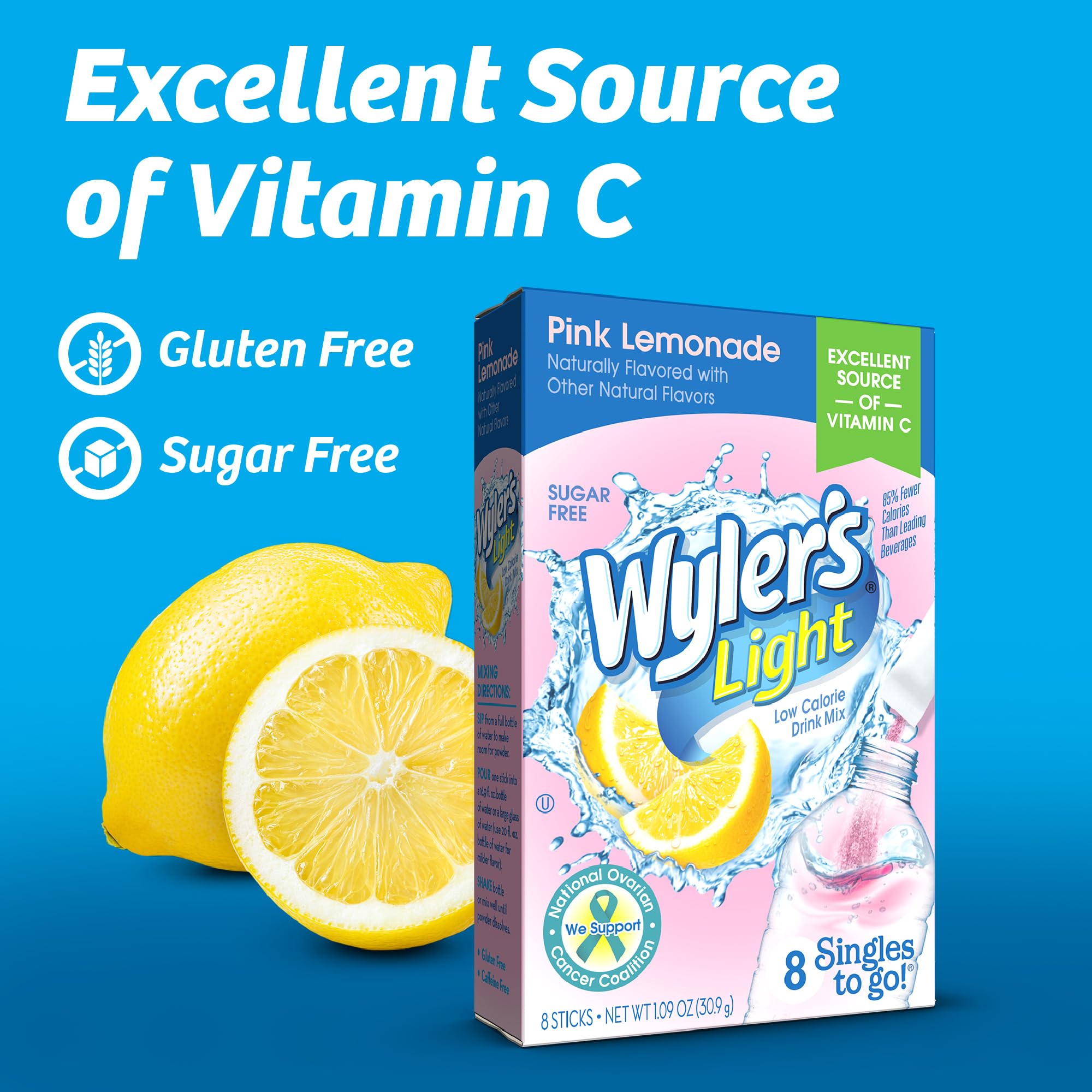Wyler's Light shaken water bottle demonstrating quick blend advantage