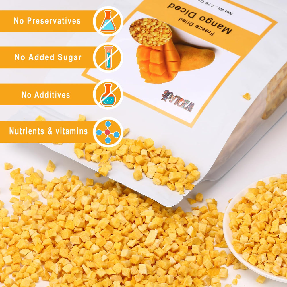 WZQLAOYS close-up of diced mango texture with crunchy preserved flavor benefit