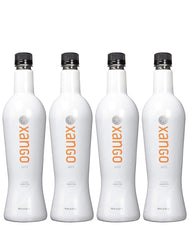 XANGO front packaging showing four-bottle case and clear labeling for convenience