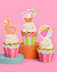 xo, Fetti striped wrappers flatlay displaying pink coral and yellow green pairing for contrast
