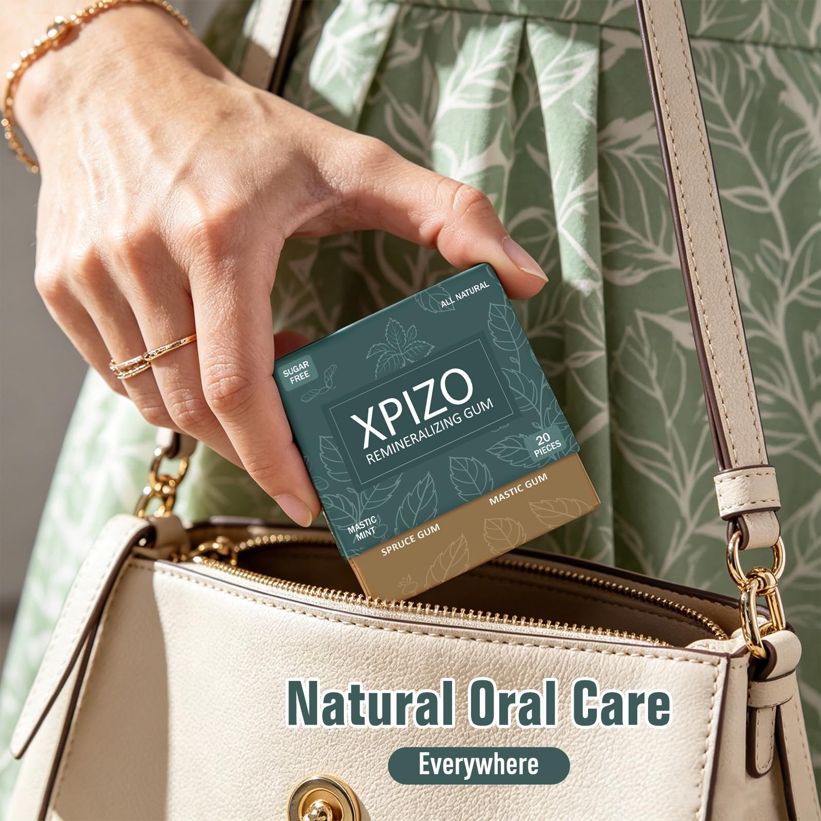 XPIZO gum in use after meal demonstrating fresh breath and clean feel