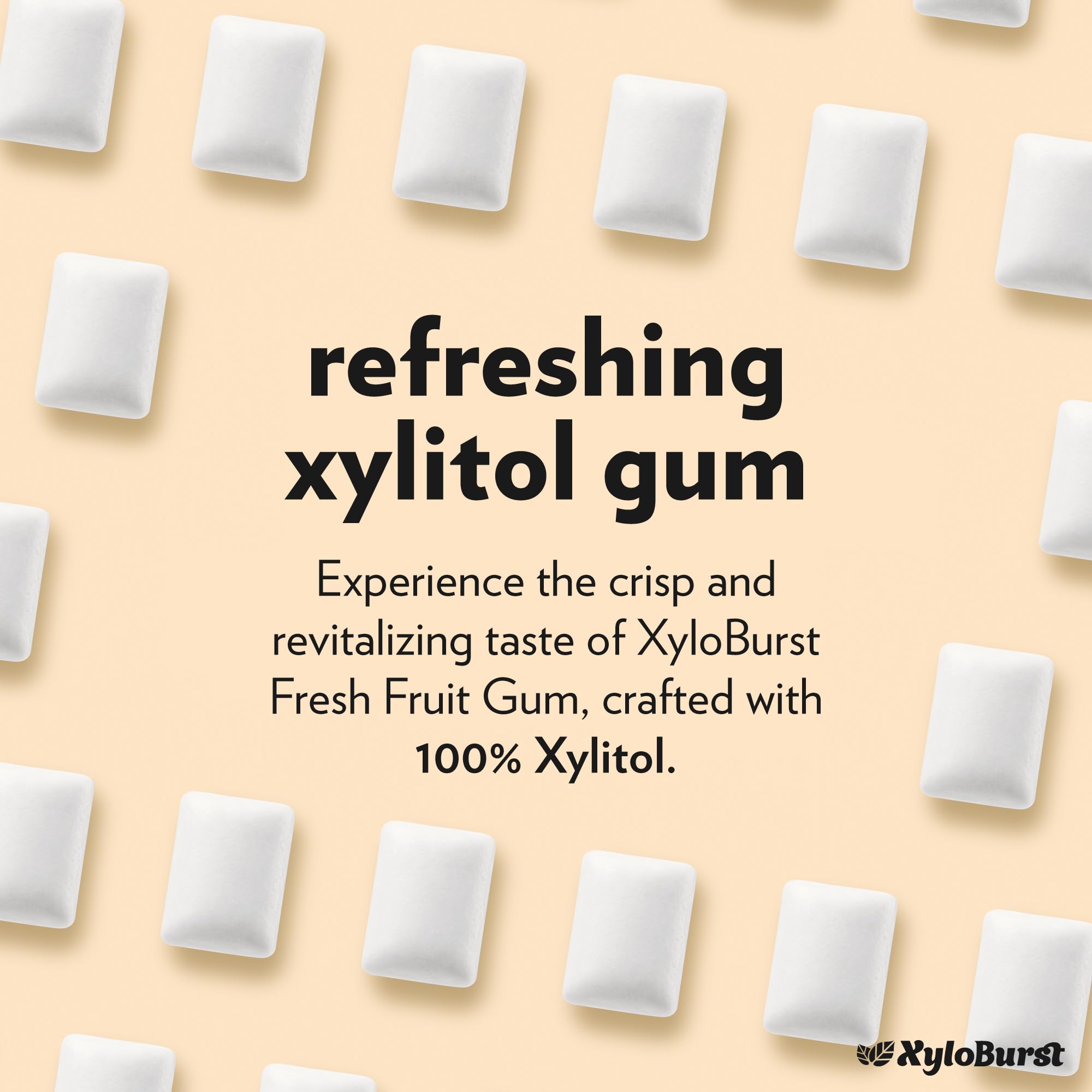 Xyloburst close-up of gum piece texture highlighting soft chew and long-lasting flavor