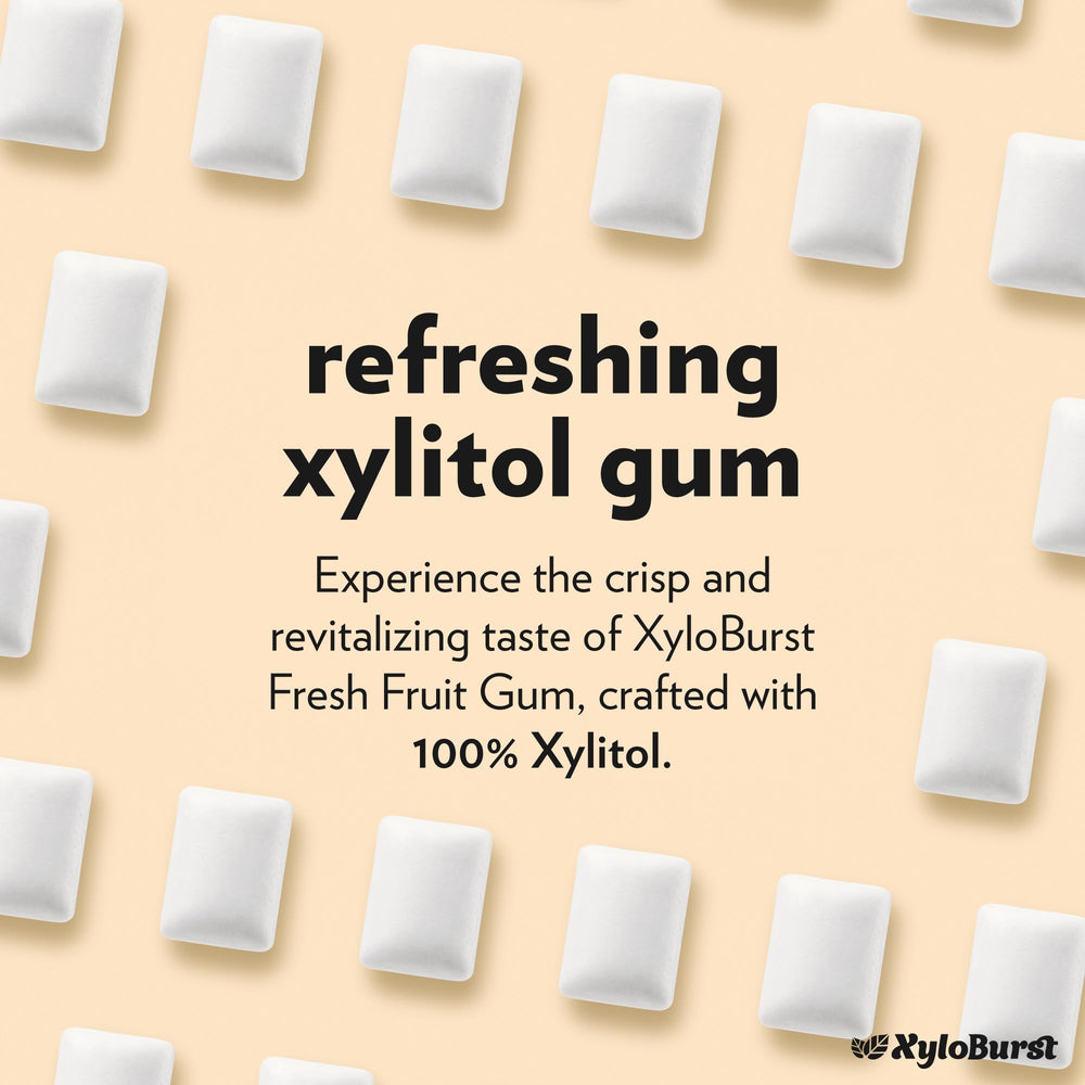 Xyloburst close-up of gum piece texture highlighting soft chew and long-lasting flavor