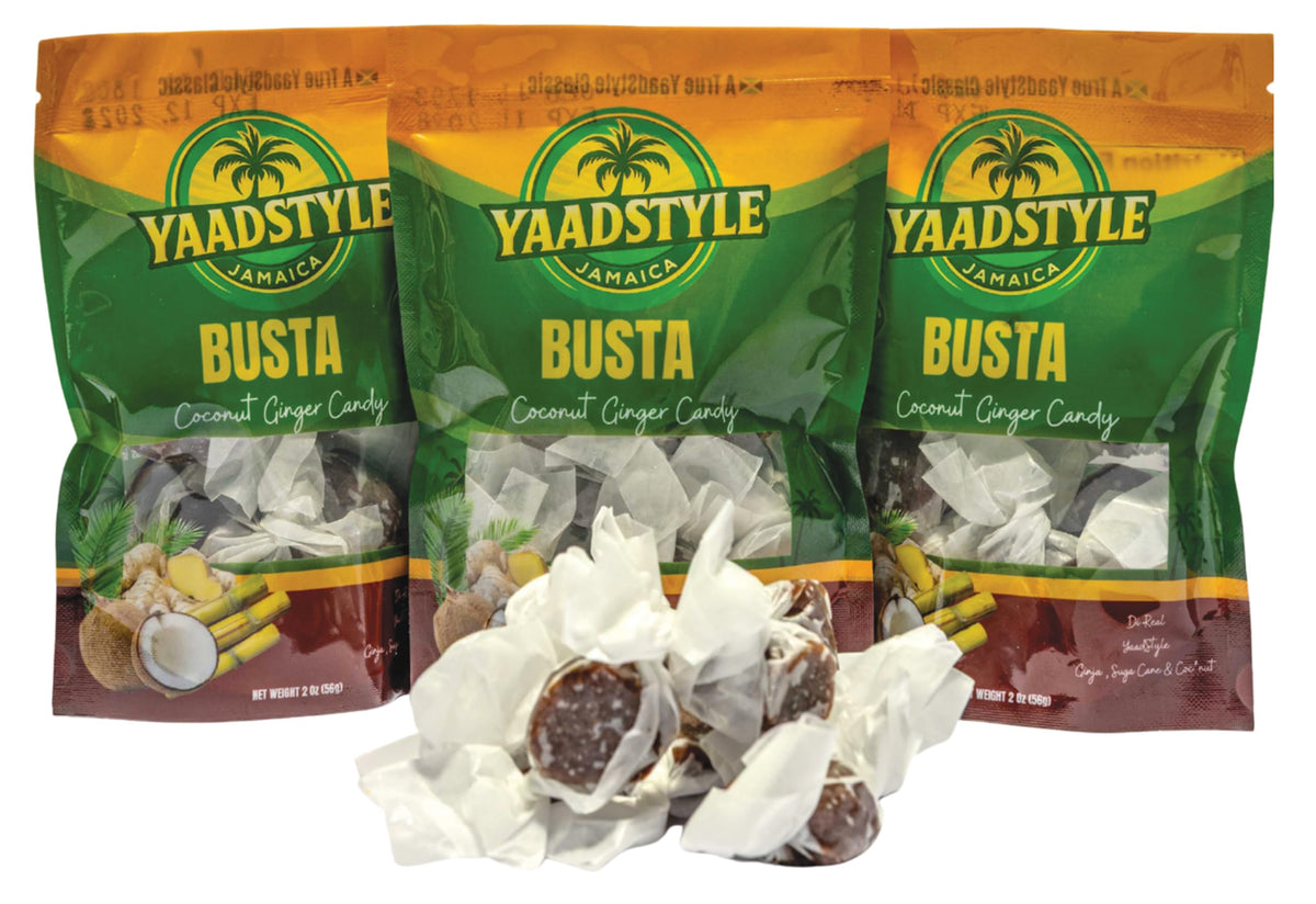 YaadStyle Busta front packaging showing three 2 oz bags and Jamaican authenticity