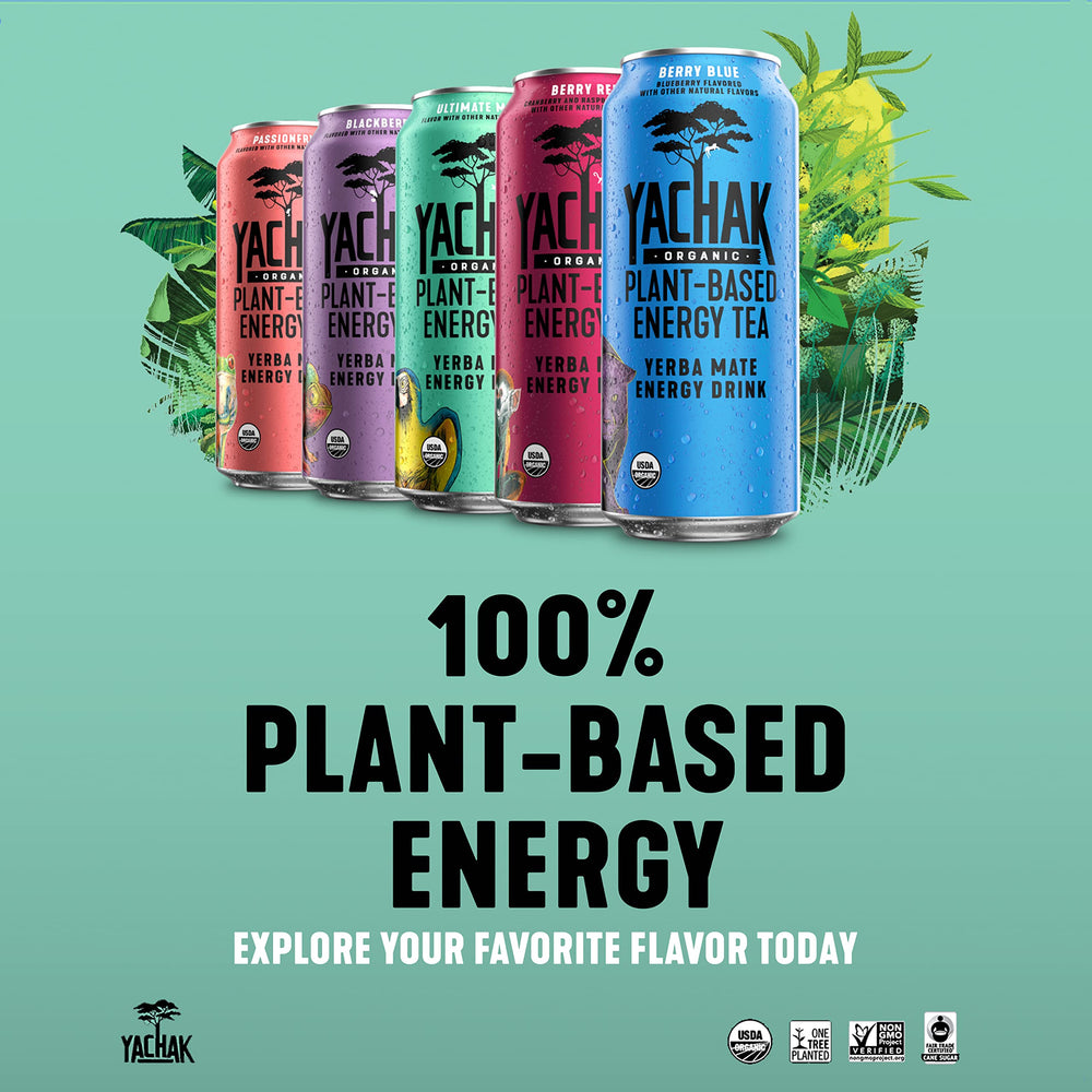 Yachak can on a picnic table representing on-the-go energy and tropical taste