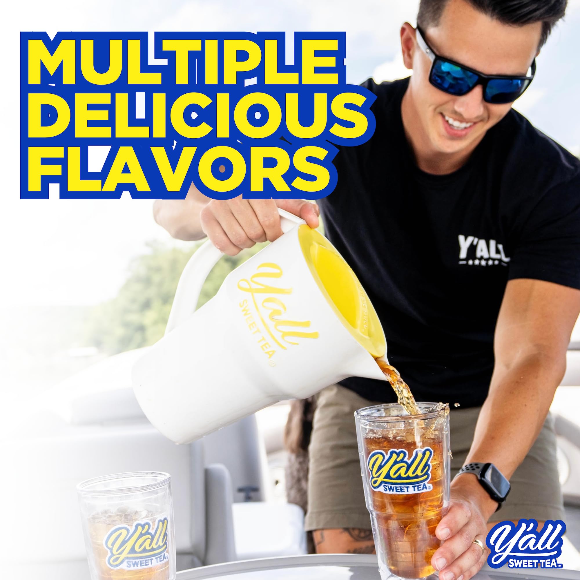 Y'all Sweet Tea ingredient and instruction label, provides clear brewing directions and options