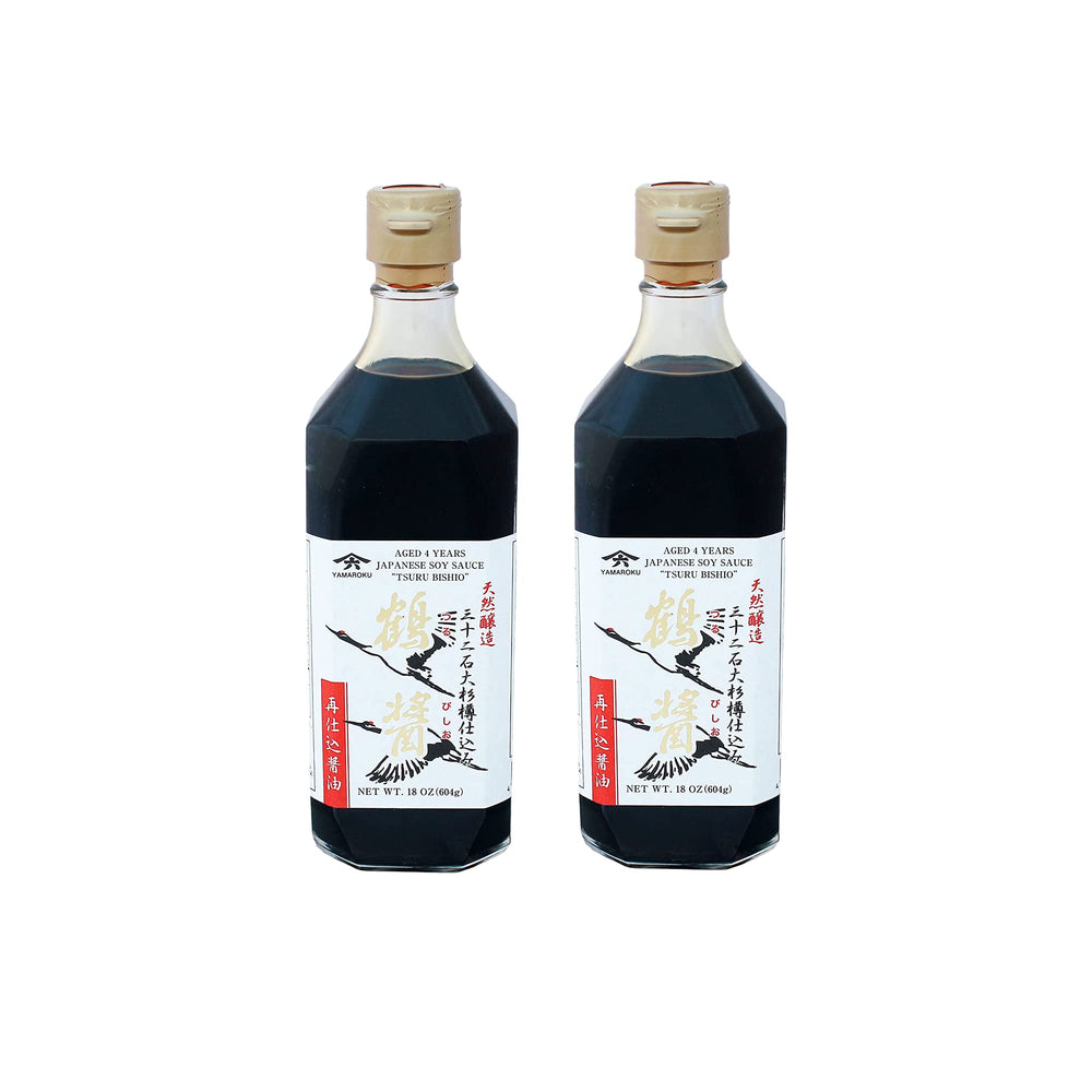 Yamaroku bottle front label showing premium aged shoyu, highlights traditional brewing