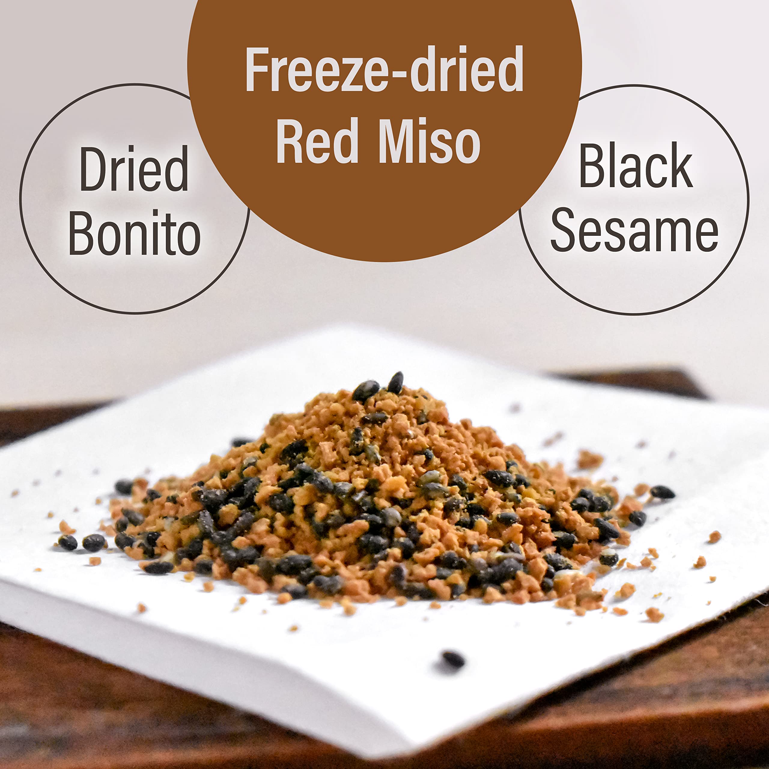 YAMASAN KYOTO UJI close-up of freeze-dried red miso texture — crunchy umami