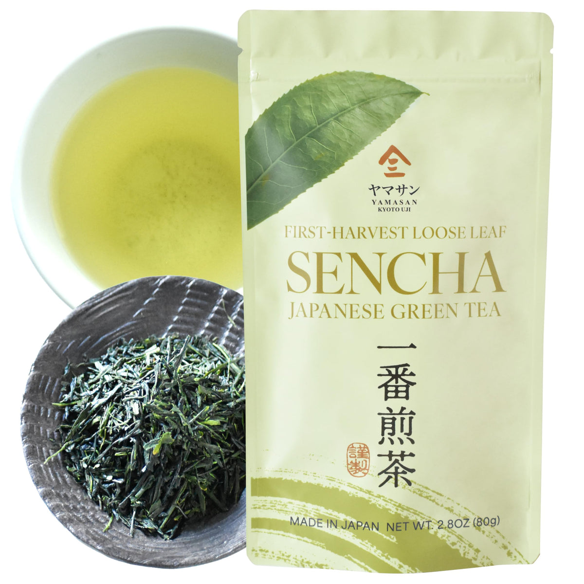 YAMASAN KYOTO UJI front packaging showing premium shincha benefits