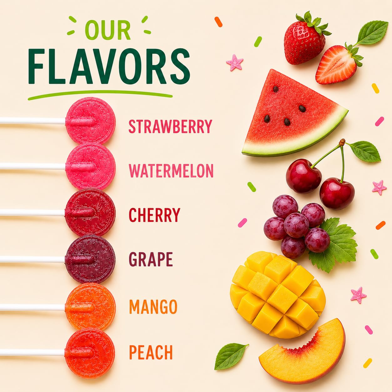 YAMEES assorted fruit flavors top view showing colorful variety for guests