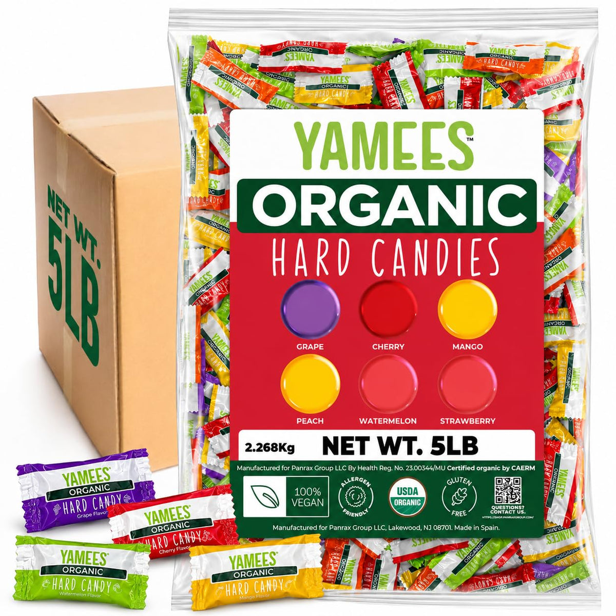 YAMEES front packaging view showing bulk 5 lb bag and vibrant colors