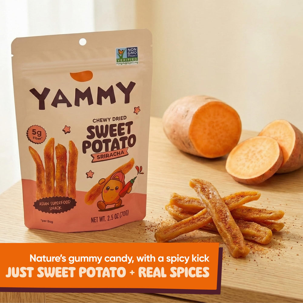 Yammy close-up of chewy dried sweet potato texture highlighting natural chewiness