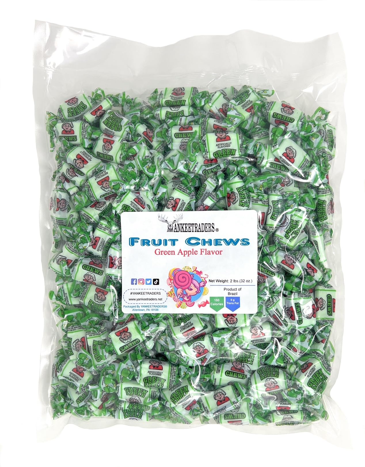 YANKEETRADERS front packaging showing 2-pound bulk bag and individual wrappers, convenient storage