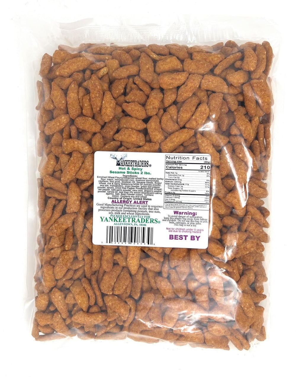 YANKEETRADERS front packaging showing 2‑pound bag and spicy branding for pantry convenience