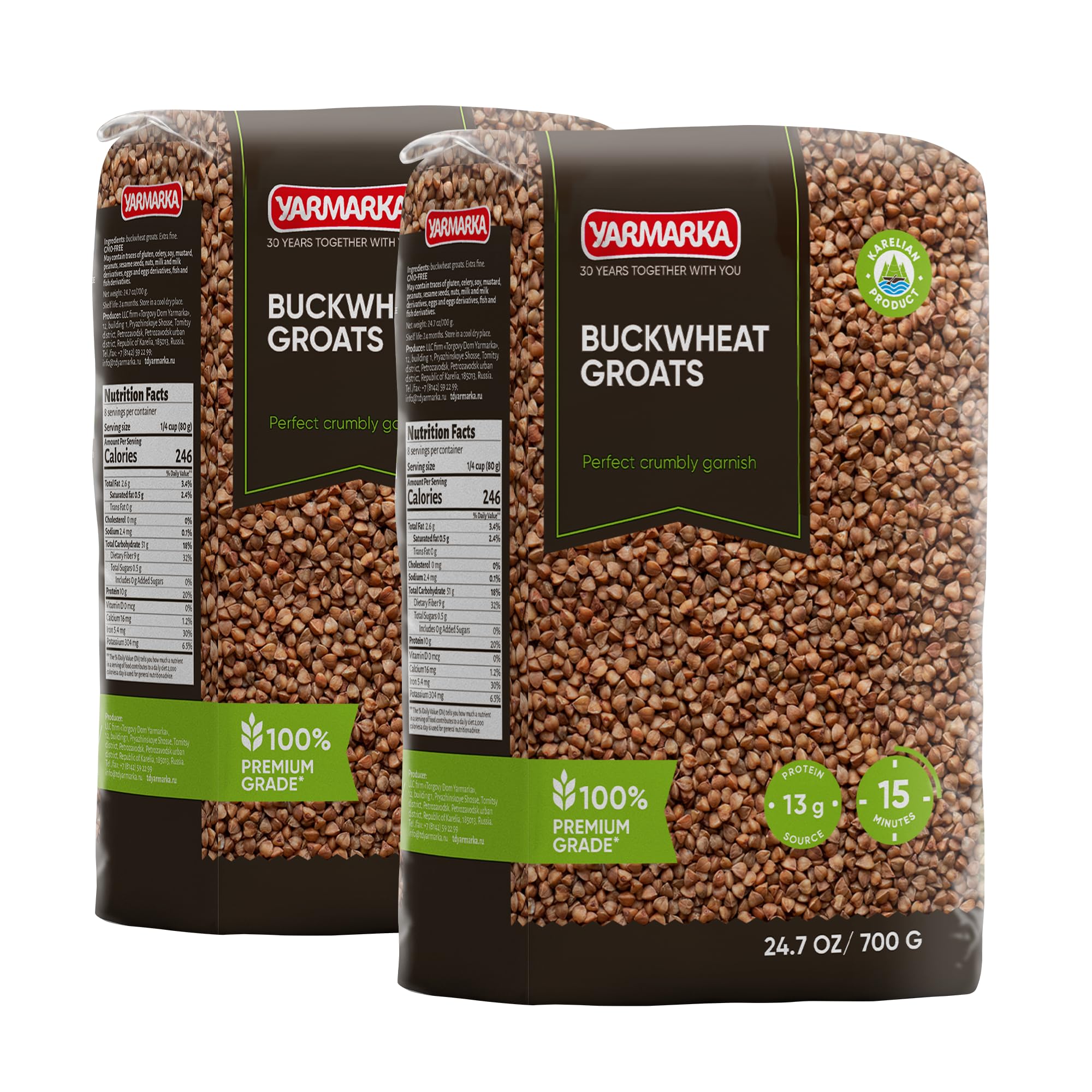 Yarmarka front of pack showing twin 24.7 oz bags and brand, convenient bulk supply