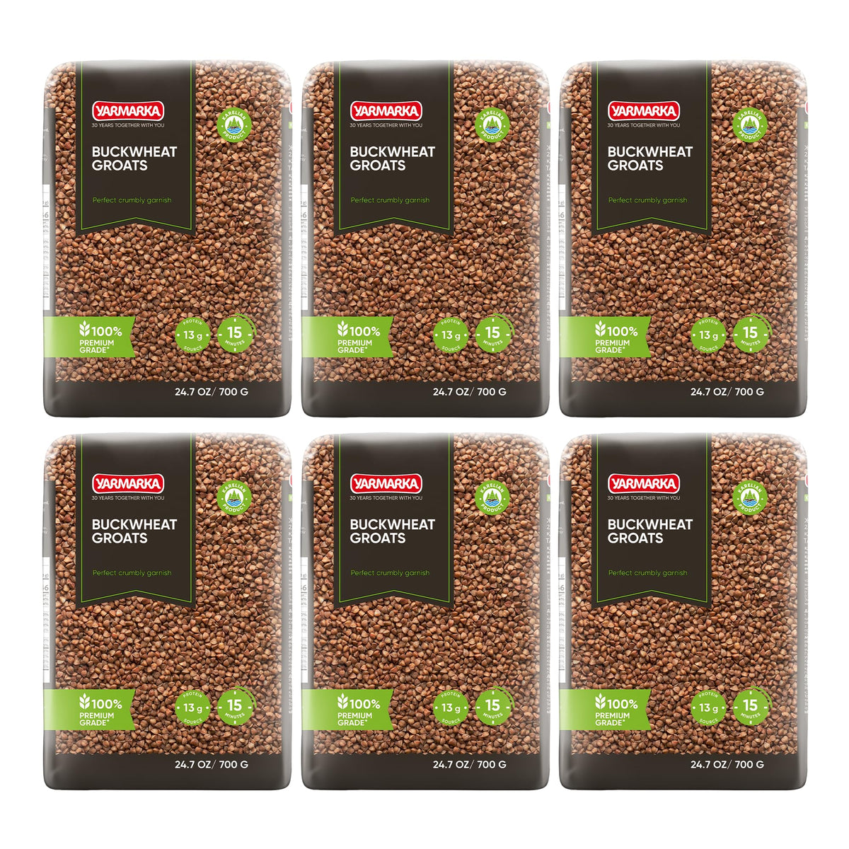 Yarmarka front packaging showing six family-size bags and clear brand visibility