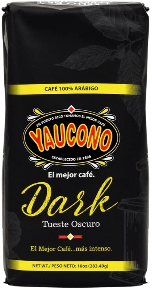 Yaucono front packaging showing bold dark roast branding and freshness benefit