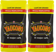 Yaucono front packaging showing two 2 lb bags and clear brand identity
