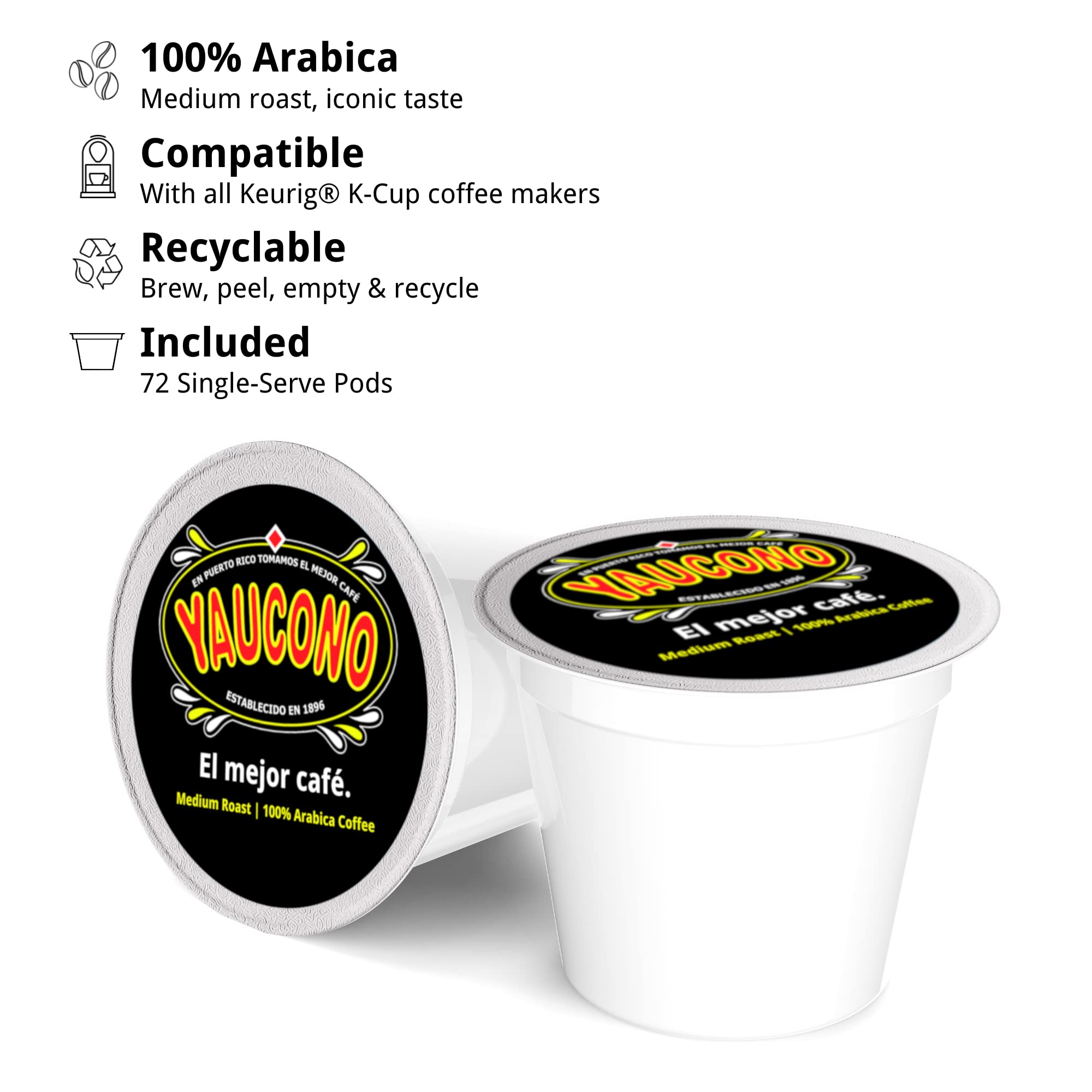 Yaucono pod closeup top view highlighting capsule design and easy brew