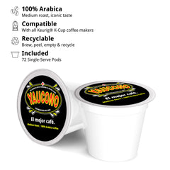 Yaucono pod closeup top view highlighting capsule design and easy brew