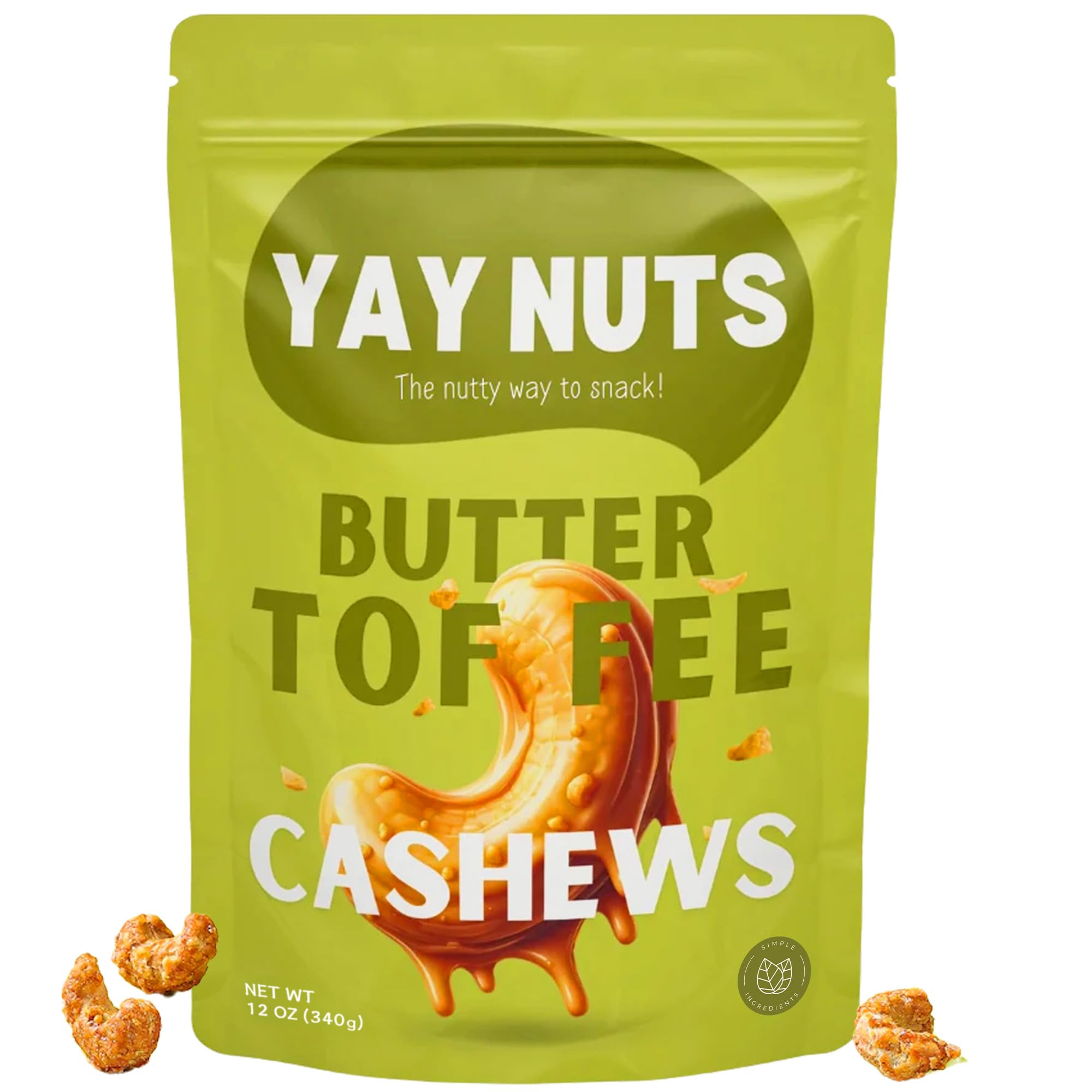 YAY NUTS front packaging showing 12 oz bag and branding, great gifting option