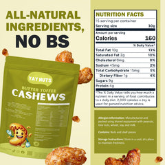 YAY NUTS open bag revealing full cashew fill for better value per pouch