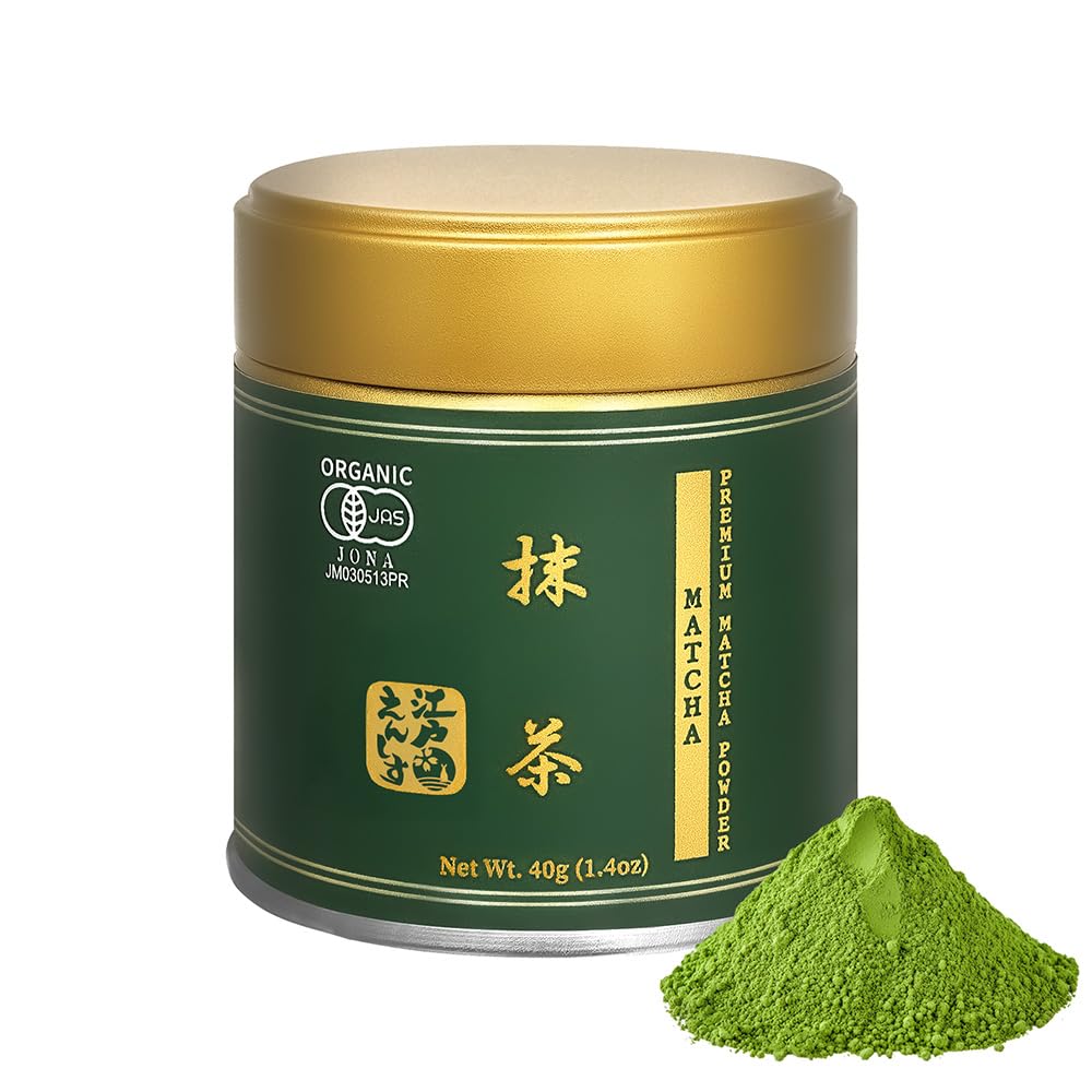 YEDOENSIS tin front view showing premium Kyoto matcha and freshness benefits