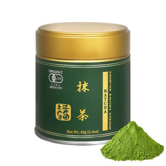 YEDOENSIS tin front view showing premium Kyoto matcha and freshness benefits