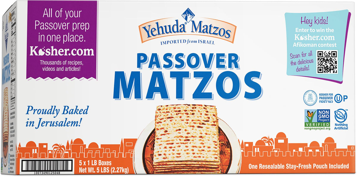 Yehuda front packaging showing 1 lb five-pack and resealable pouch for freshness