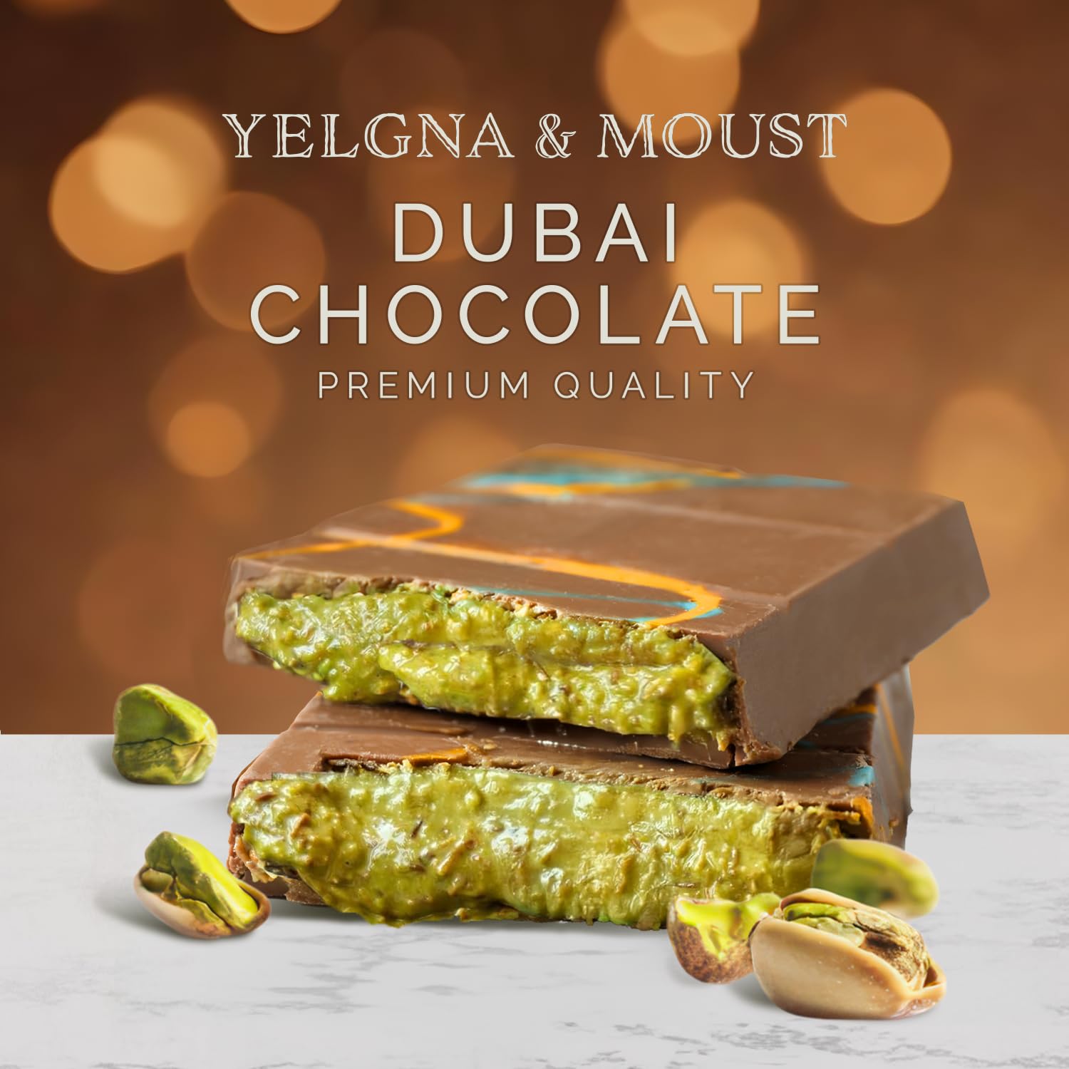 Yelgna & Moust cross-section of pistachio cream revealing creamy texture