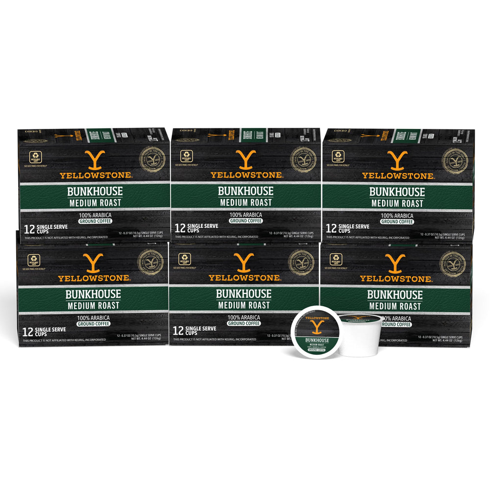 Y Yellowstone front packaging showing 72-count pods and recyclable claim for dependable storage