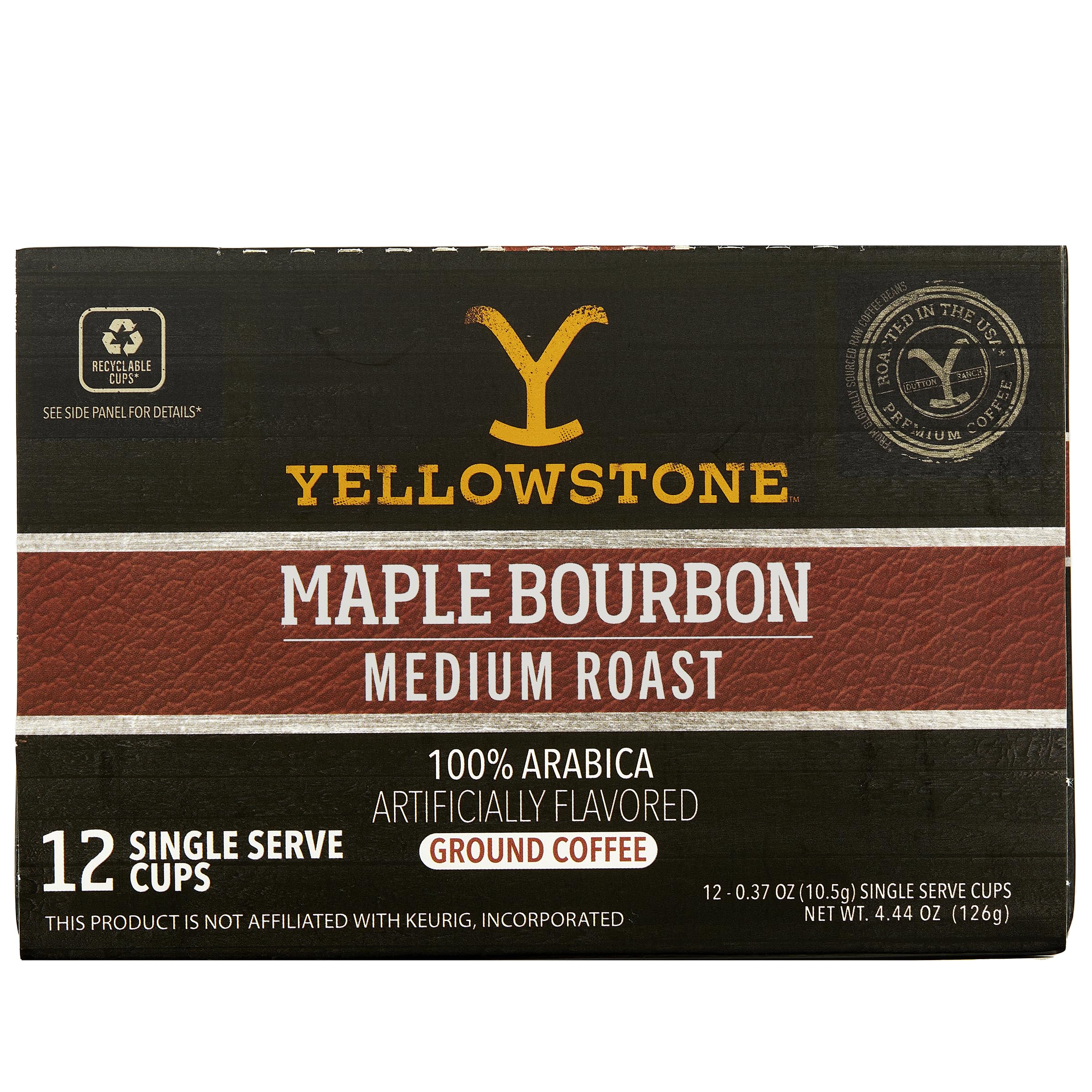 Yellowstone front packaging showing brand and maple bourbon flavor benefit quick recognition